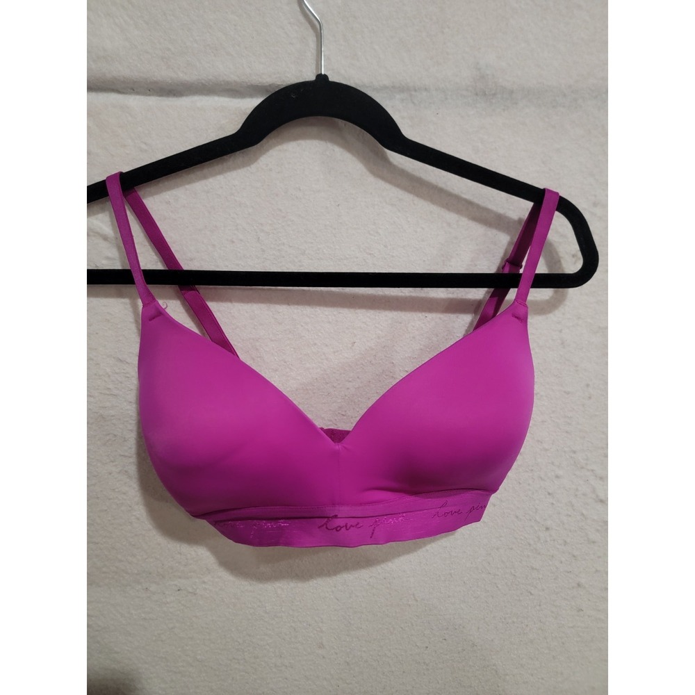 Pink Victoria's Secret Wear Everywhere Wireless Lightly Lined Bra 32DD Magenta